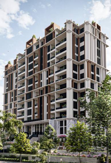 Riana Park garden tower has been designed for a land covering 7200 square meters with 10 floors above the ground floor and 4 floors under the ground on Bookan Street.