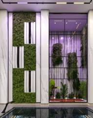 It includes 6 luxurious single-unit floors
above the ground floor, each of which is 300 square meters in size. In this building, there is a large terrace in front of the dining room, and when the tall windows open, it creates the sense of a villa