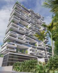 The area of each unit in this garden tower ranges from 550 to 750 square meters, and the total area of all the units is 340 thousand square meters