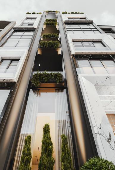 It includes 5 single-unit floors above the ground floor, each of which is 300 square meters in size.