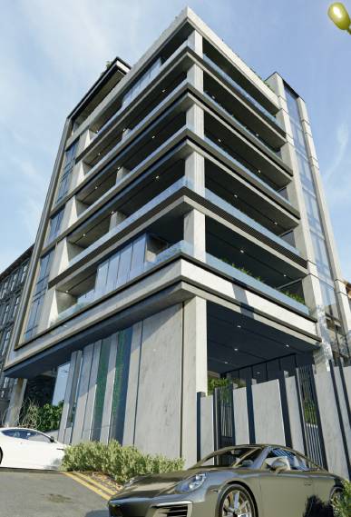 In this building, there is a large terrace in front of the dining room, and when the tall windows open, it creates the sense of a villa. In addition, there is a considerable large terrace on the lobby in front of the yar